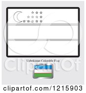 Clipart Of A Coloring Page And Sample For A Uzbekistan Flag Royalty Free Vector Illustration