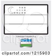 Poster, Art Print Of Coloring Page And Sample For A Uzbekistan Flag