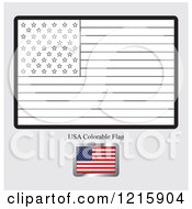 Clipart Of A Coloring Page And Sample For A USA Flag Royalty Free Vector Illustration