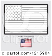 Poster, Art Print Of Coloring Page And Sample For A Usa Flag