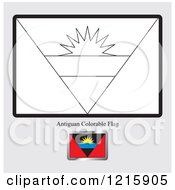 Clipart Of A Coloring Page And Sample For An Antigua Flag Royalty Free Vector Illustration