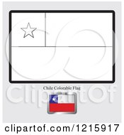 Clipart Of A Coloring Page And Sample For A Chile Flag Royalty Free Vector Illustration