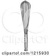 Vintage Clipart Of A Retro Egg Whip Or Whisk In Black And White Royalty Free Vector Illustration