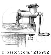 Vintage Clipart Of A Retro Antique Meat Grinder Or Chopper In Black And White Royalty Free Vector Illustration by Picsburg #COLLC1215932-0181