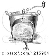 Vintage Clipart Of A Retro Antique Bread Mixer In Black And White Royalty Free Vector Illustration