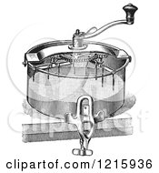 Vintage Clipart Of A Retro Antique Cake Mixer In Black And White Royalty Free Vector Illustration