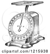Vintage Clipart Of A Retro Kitchen Scale In Black And White Royalty Free Vector Illustration by Picsburg