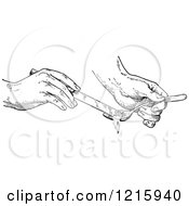 Poster, Art Print Of Hands Removing Half A Spoon Full Of An Ingredient With A Knife In Black And White