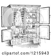 Poster, Art Print Of Retro Antique Refrigerator With An Ice Compartment And Air Flow Shown In Black And White