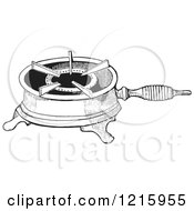 Vintage Clipart Of A Retro Antique Single Burner Gas Stove For Boiling In Black And White Royalty Free Vector