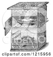 Poster, Art Print Of Retro Antique Gas Cooking Stove With Food In The Oven In Black And White