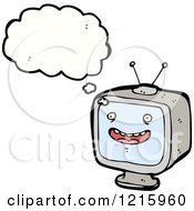 Cartoon Of A Thinking TV Royalty Free Vector Illustration by lineartestpilot