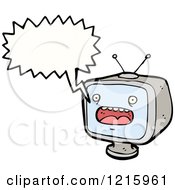 Cartoon Of A Speaking TV Royalty Free Vector Illustration by lineartestpilot