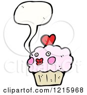 Cartoon Of A Cupcake Speaking Royalty Free Vector Illustration