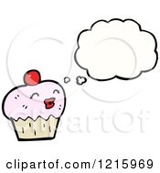 Cartoon Of A Cupcake Thinking Royalty Free Vector Illustration