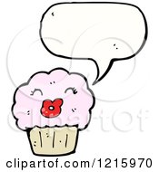 Cartoon Of A Cupcake Speaking Royalty Free Vector Illustration