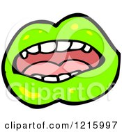 Cartoon Of Green Vampire Lips Royalty Free Vector Illustration by lineartestpilot