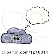 Cartoon Of A Stormy Cloud Thinking Royalty Free Vector Illustration by lineartestpilot