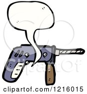 Cartoon Of An Electric Drill Speaking Royalty Free Vector Illustration by lineartestpilot