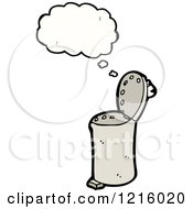 Cartoon Of A Thinking Garbage Can Royalty Free Vector Illustration