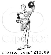 Poster, Art Print Of Retro Teenage Boy Offering Commitment As A Ball And Chain In Black And White