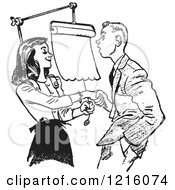 Poster, Art Print Of Retro Teenage Couple Going Over Dating Rules In Black And White