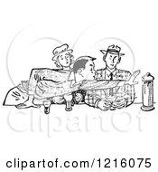 Poster, Art Print Of Retro Teenage Couple And Rude Boy Reaching Across A Table In Black And White