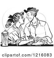 Poster, Art Print Of Retro Teenage Couple Gazing At A Diner In Black And White