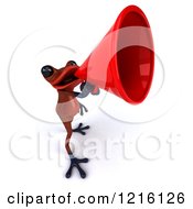 3d Red Springer Frog Announcing With A Megaphone 2