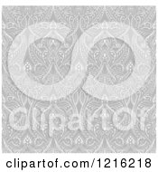 Clipart Of A Grayscale Seamless Islamic Motif Pattern Royalty Free Vector Illustration