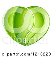 Clipart Of A Heart Made Of Reflective Green Leaves Royalty Free Vector Illustration by AtStockIllustration