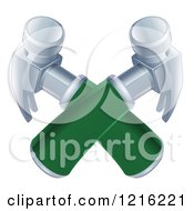 Clipart Of Green Handled Crossed Hammers Royalty Free Vector Illustration