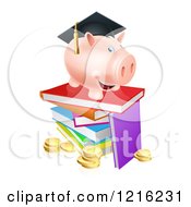 Poster, Art Print Of Graduate Piggy Bank On A Pile Of Books Over Coins