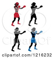 Poster, Art Print Of Silhouetted Female Boxers In Different Colored Gear
