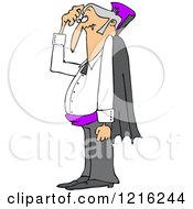Clipart Of A Confused Halloween Dracula Vampire Scratching His Head Royalty Free Vector Illustration