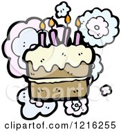 Cartoon Of A Piece Of Birthday Cake Thinking Royalty Free Vector Illustration by lineartestpilot