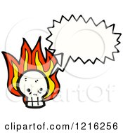 Cartoon Of A Flaming Speaking Skull Royalty Free Vector Illustration