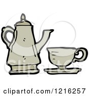 Cartoon Of A Tea Set Royalty Free Vector Illustration by lineartestpilot