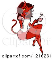 Cartoon Of A Devil Pinup Girl Royalty Free Vector Illustration by lineartestpilot