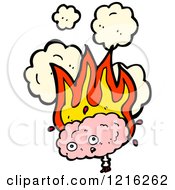 Cartoon Of A Flaming Brain Royalty Free Vector Illustration