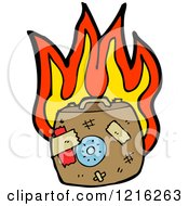 Cartoon Of A Battered Flaming Basket Royalty Free Vector Illustration