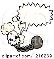 Cartoon Of A Speaking Skull Ball And Chain Royalty Free Vector Illustration