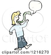 Cartoon Of A Man With Snake Tongue Speaking Royalty Free Vector Illustration