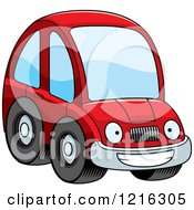 Poster, Art Print Of Grinning Red Compact Car Character