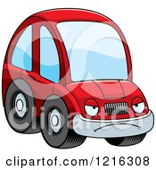 Clipart Of A Mad Red Compact Car Character Royalty Free Vector Illustration