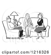 Poster, Art Print Of Retro Nervous Teenage Boy Being Grilled By The Parents Of His Date In Black And White