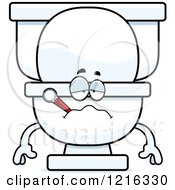 Cartoon Of A Sick Toilet Mascot With A Thermometer In His Mouth Royalty Free Vector Clipart by Cory Thoman