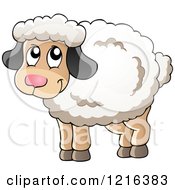 Clipart Of A Standing Happy Sheep Royalty Free Vector Illustration