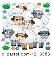 Poster, Art Print Of Happy Flock Of Sheep