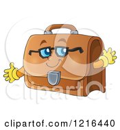 Clipart Of A Friendly Briefcase Waving Royalty Free Vector Illustration